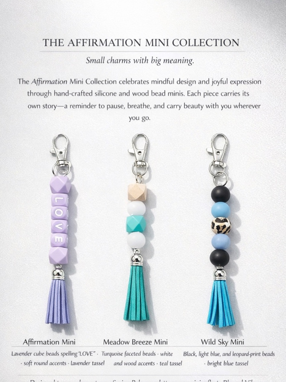 Affirmation Mini Silicone Tassel Keychain ✨